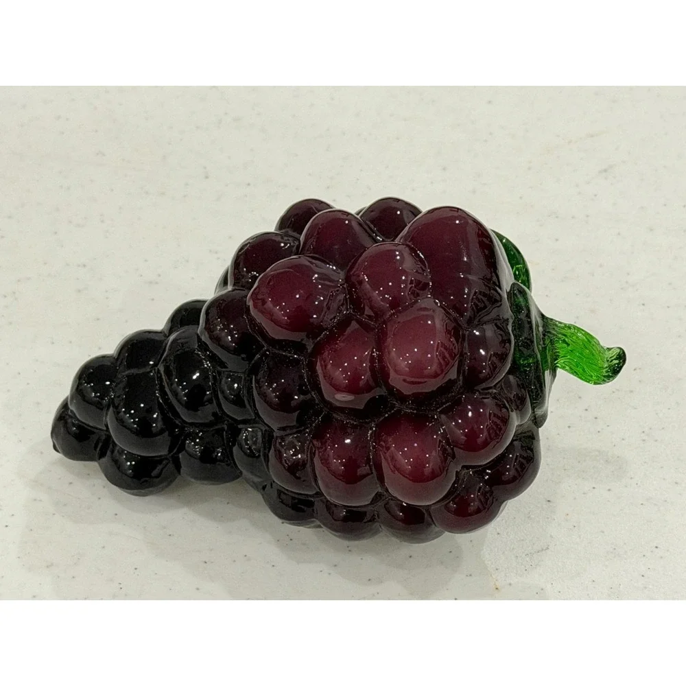 Art Glass Grapes Cluster Vintage Purple Fruit Sculpture Centerpiece 6